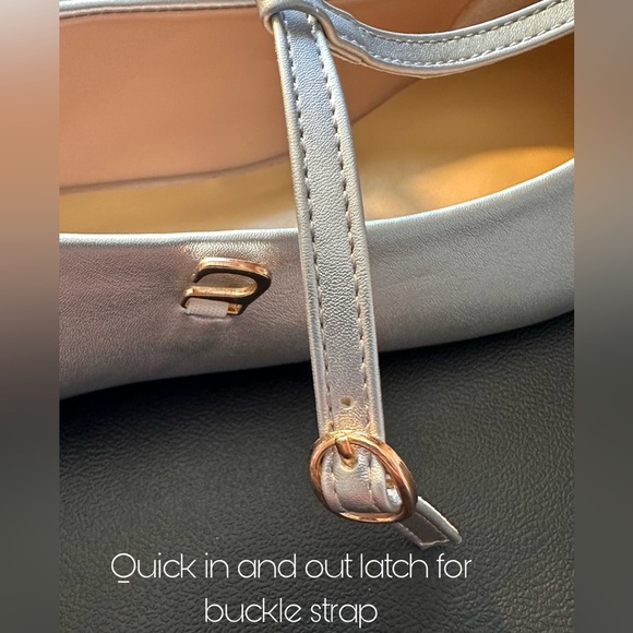 C. Paravano Women's T-Strap Comfort Square Toe Ballet Flats Size 11-11.5 Silver - Picture 3 of 9